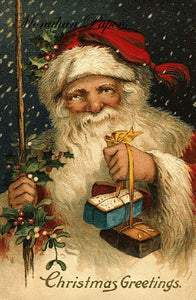 Holly Santa Christmas Greetings C16