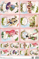 Pink Christmas Vintage Winter Kids Rice Paper DGR 267