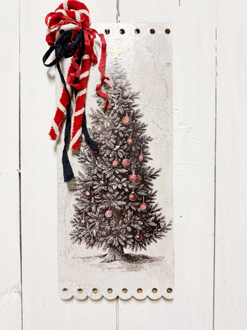 Christmas Tree on antique drawer panel