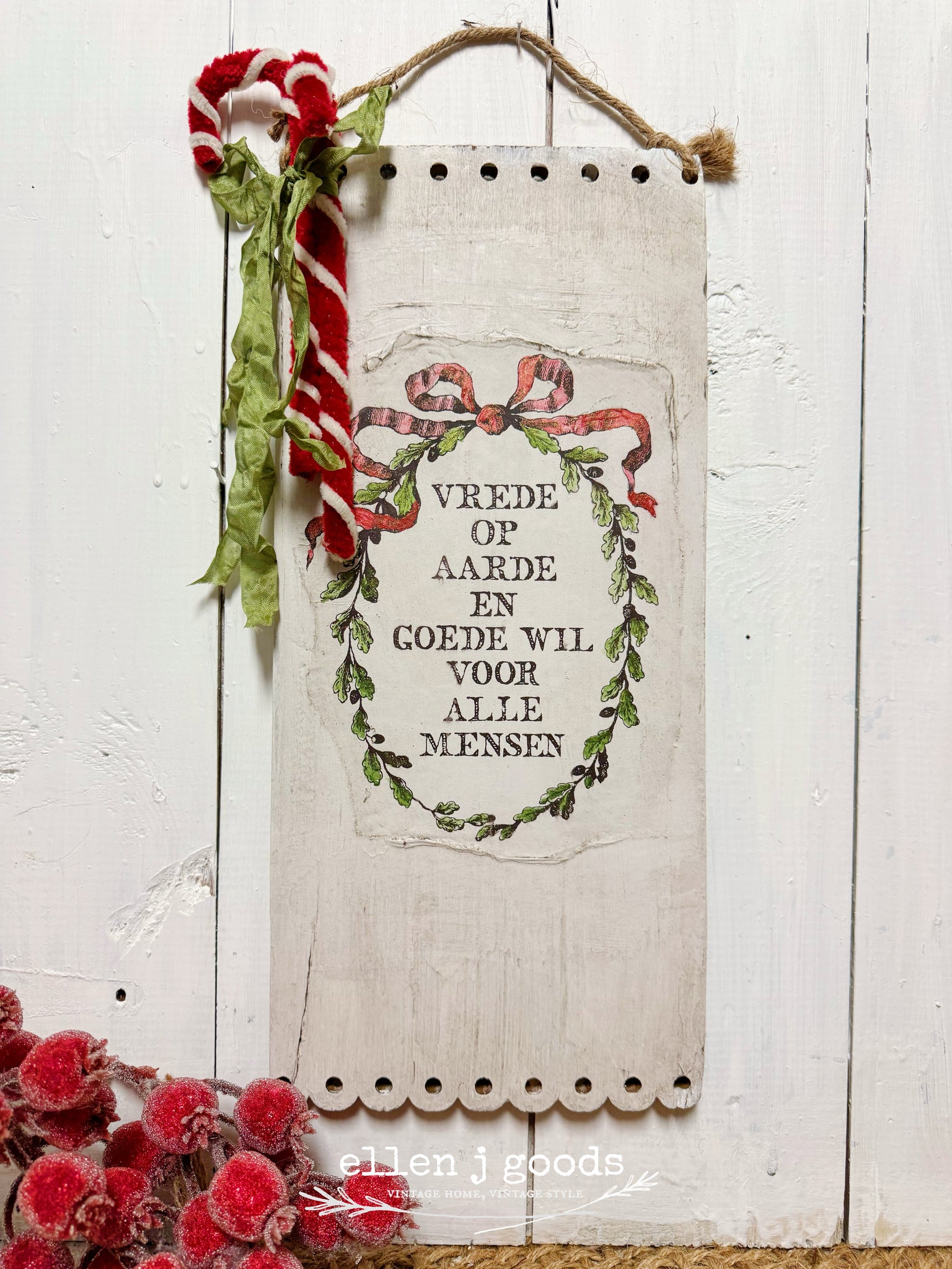 Vintage style greeting  on antique drawer panel