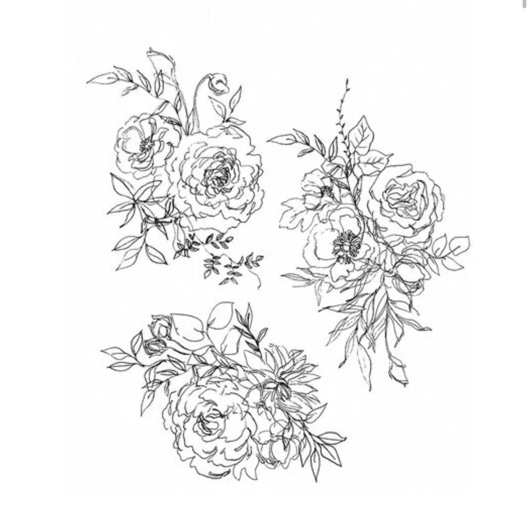 Tim Holtz Stamp Floral Outline