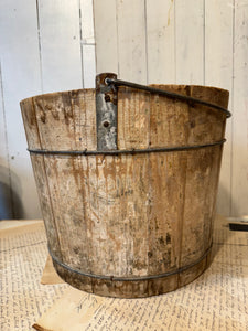 Primitive Wood Bucket with original paint