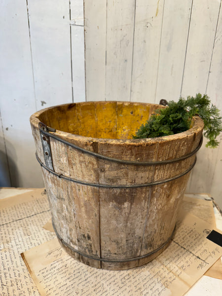 Primitive Wood Bucket with original paint