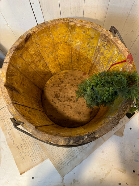 Primitive Wood Bucket with original paint