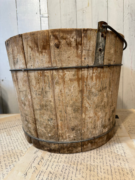 Primitive Wood Bucket with original paint