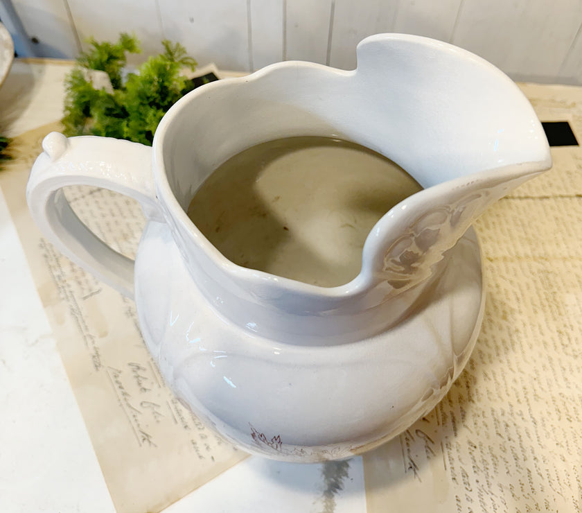 Antique Brown Transferware Pitcher