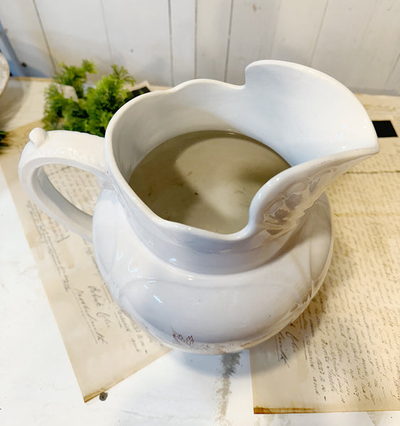 Antique Brown Transferware Pitcher