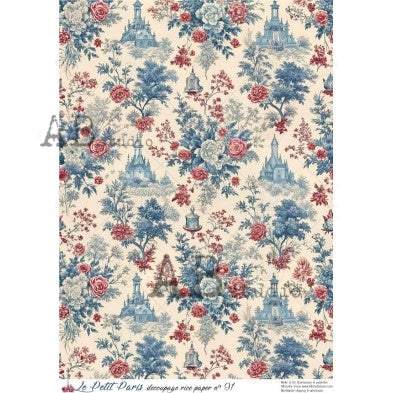 Castle Toile Red and Blue AB PP91