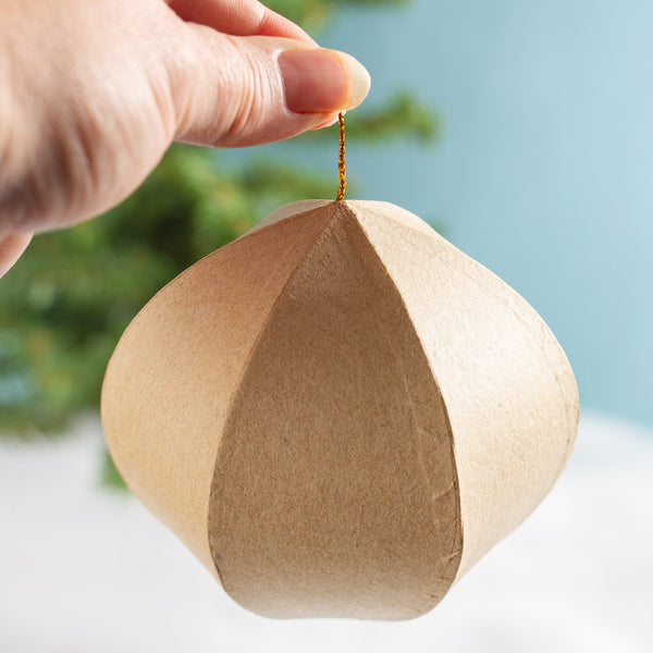 3-3/4" Paper Mache 6 Sided Ornament