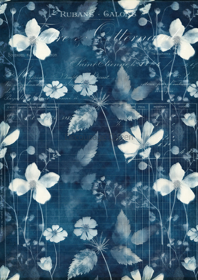 Indigo Botanical I, rice paper design by Decoupage queen, arts & entertainment > hobbies & creative arts > arts & crafts, for decoupage and crafting