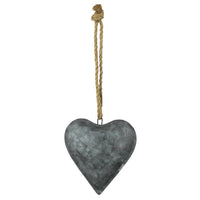 Metal  Heart with Jute Cord. Metal - Galvanized