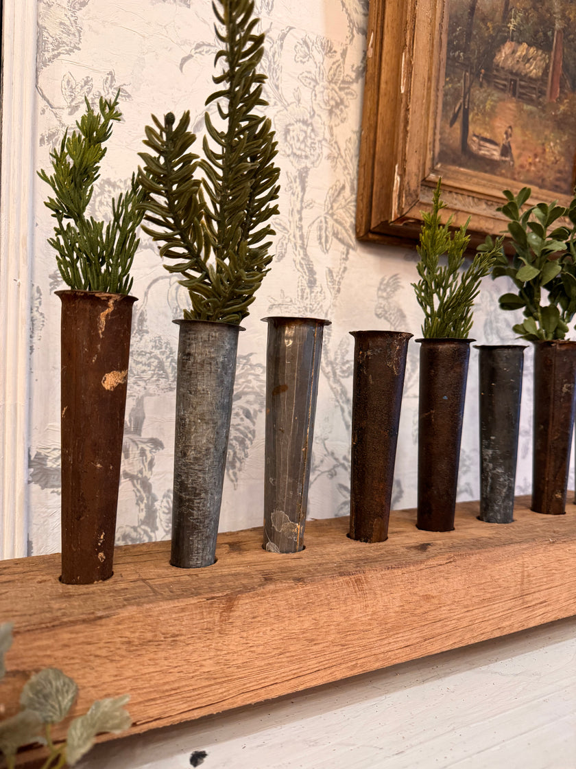 Floral Centerpiece wood and tin