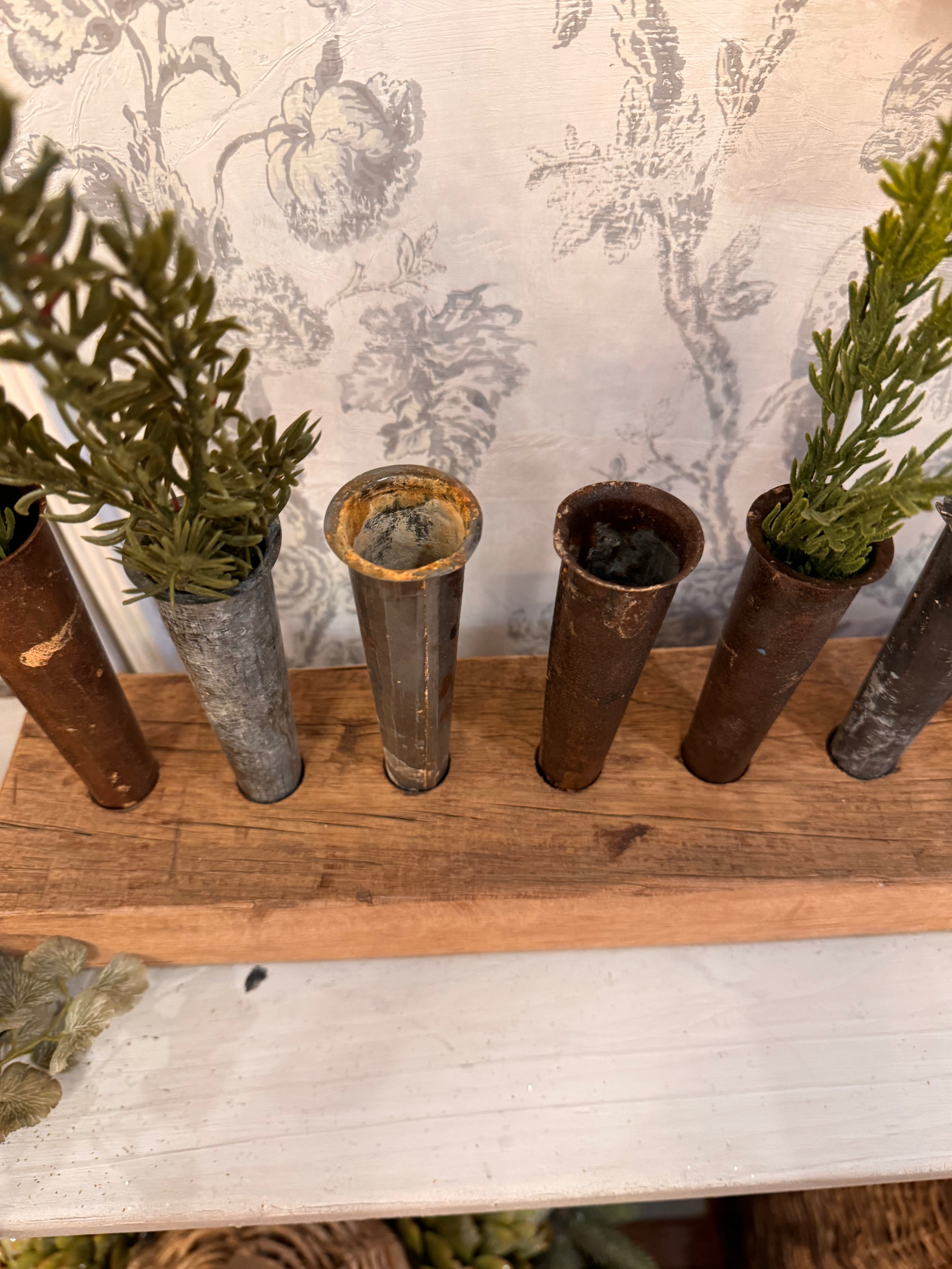 Floral Centerpiece wood and tin