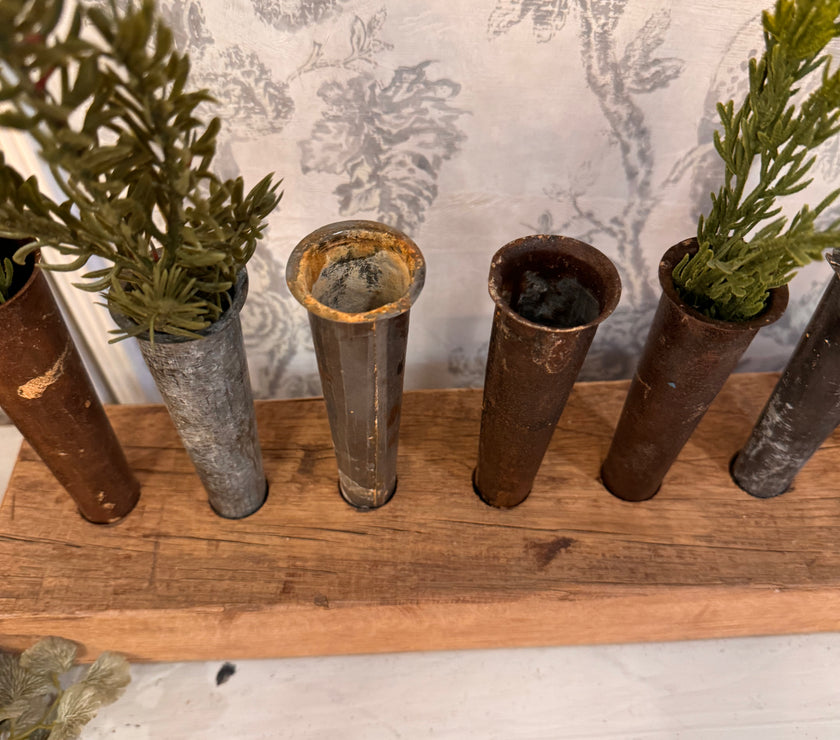 Floral Centerpiece wood and tin