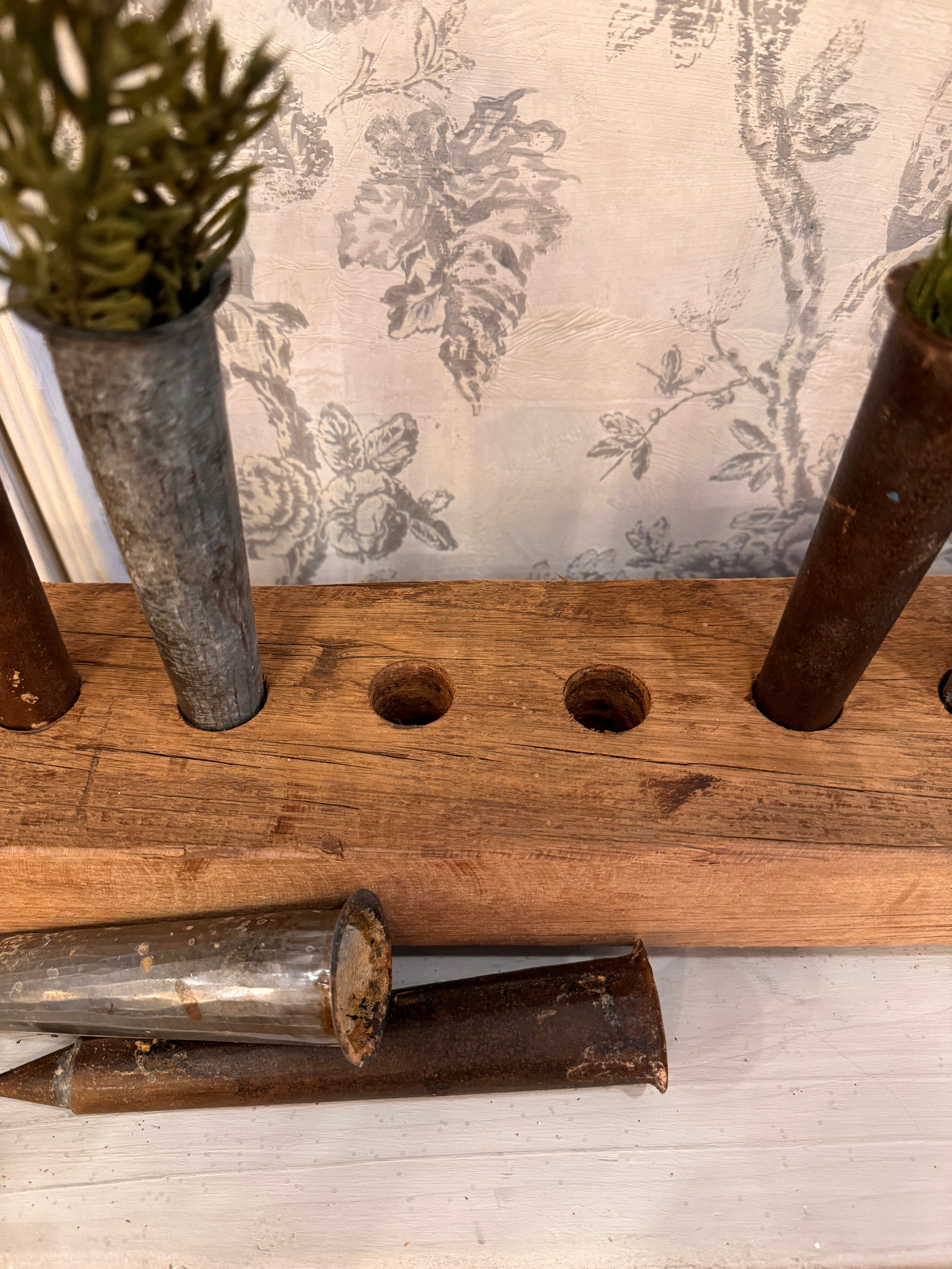 Floral Centerpiece wood and tin
