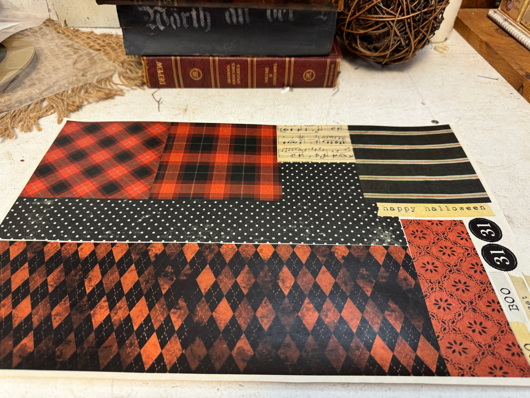 Halloween Custom papers for decoupage and mixed media Set of 2 (050)
