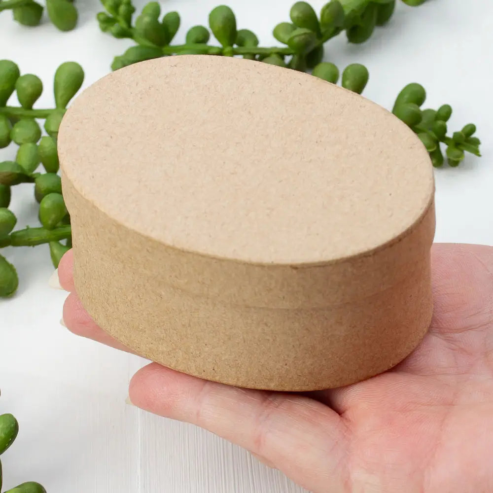 Oval mini paper mache box