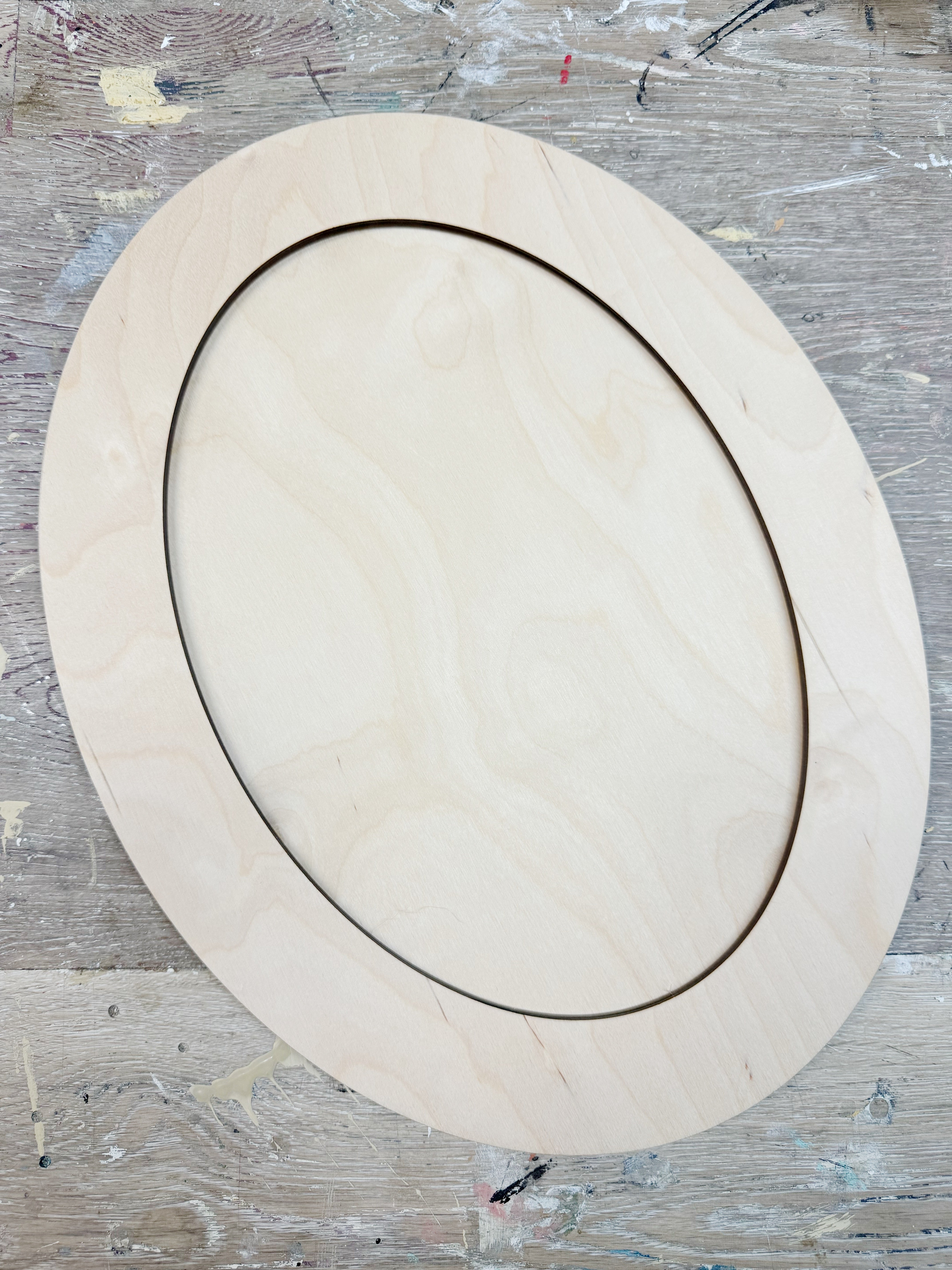 Custom two part oval wood frame