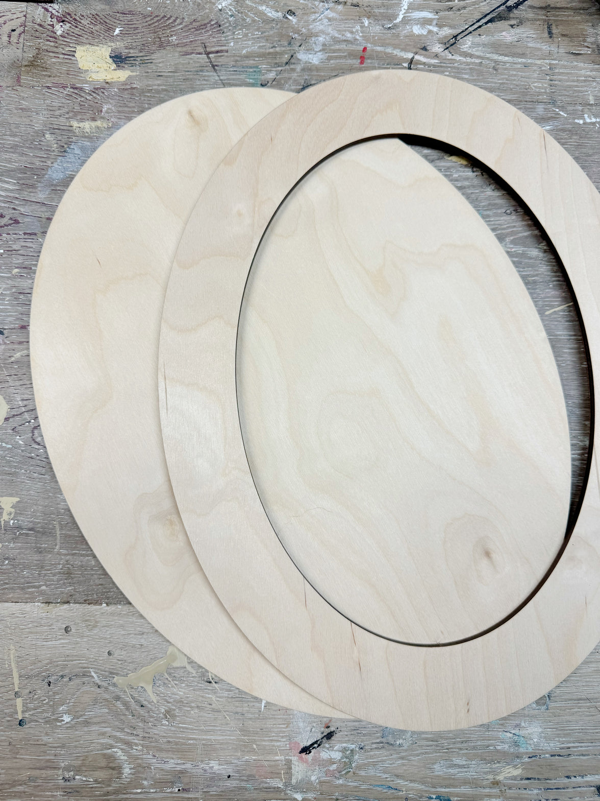Custom two part oval wood frame