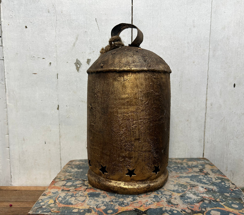 Metal bell on Jute Rope, Gold Finish