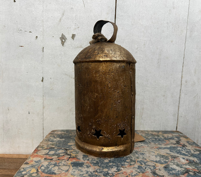 Metal bell on Jute Rope, Gold Finish