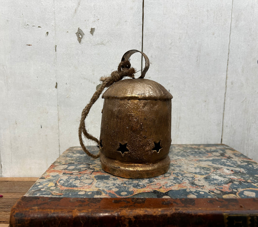 Metal bell on Jute Rope, Gold Finish