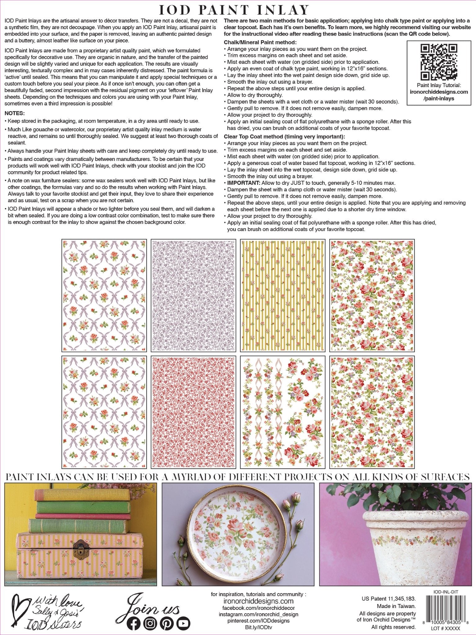 Ditsy Blooms IOD Paint Inlay 12x16 Pad