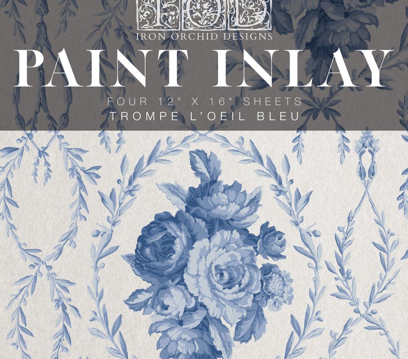 Trompe L'oeil Bleu IOD Paint Inlay