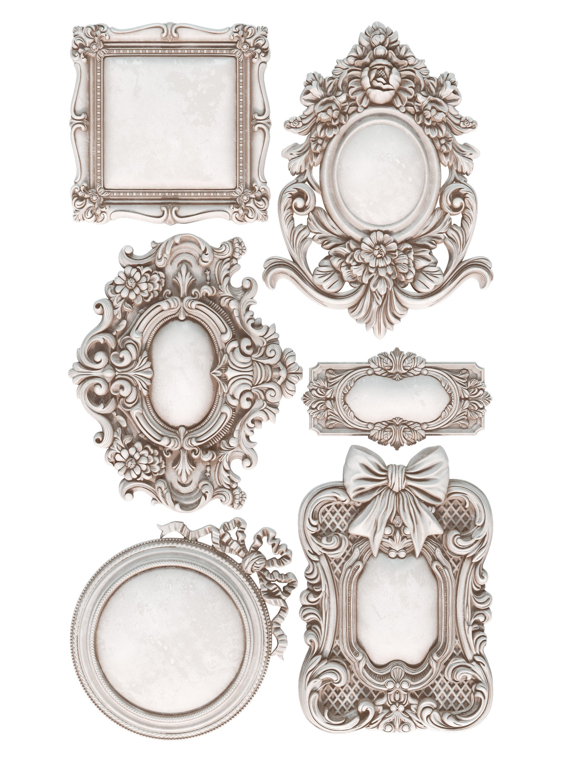 Set of decorative picture frames on a white background