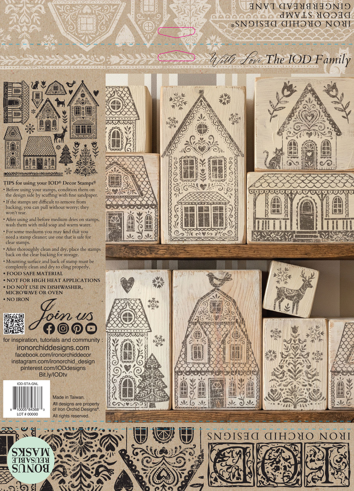 Gingerbread Lane 12x12 IOD Stamp