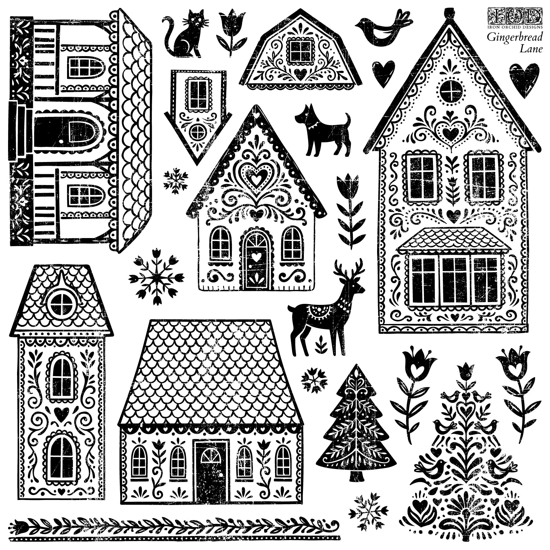 Gingerbread Lane 12x12 IOD Stamp