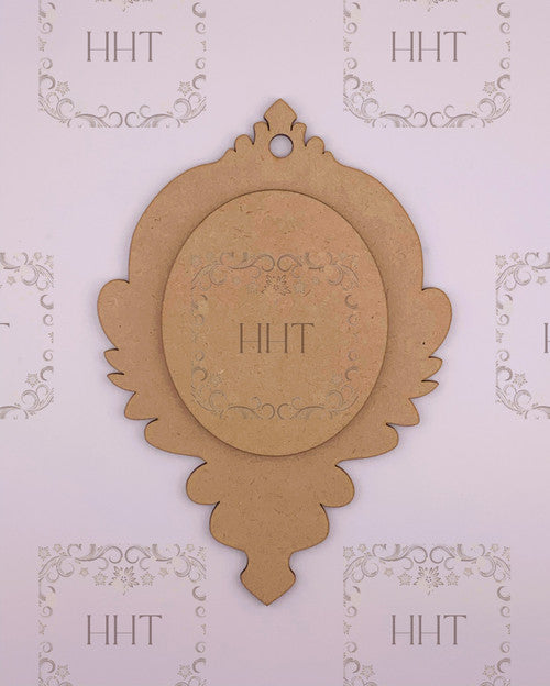 MDF Ornament with Overlay Frame, 2 pieces