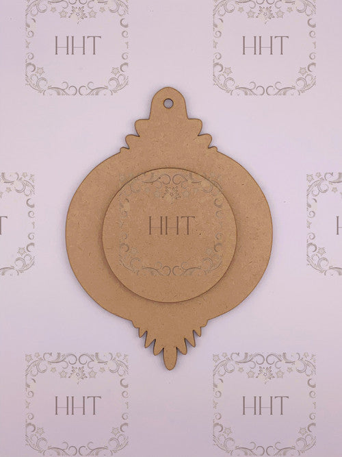 MDF Center Circle Overlay Ornament, 2 pieces