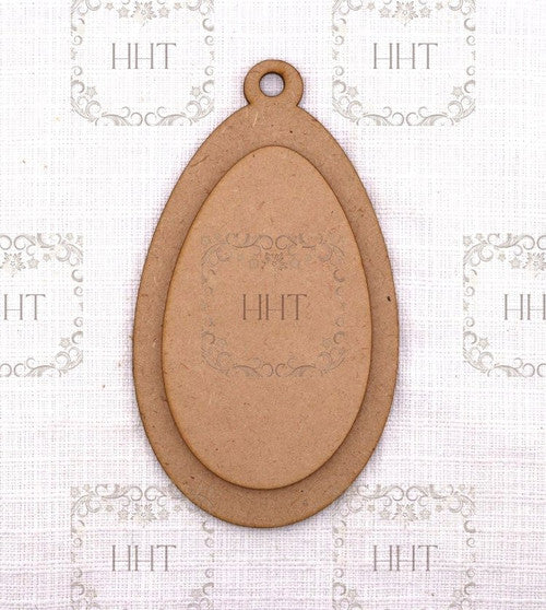 Handcrafted Holiday Traditions MDF Easter Egg Ornament w/ Center Overlay 2 pc