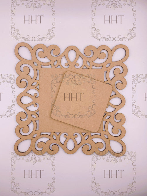 MDF Square Plaque with center Overlay, 2 pieces