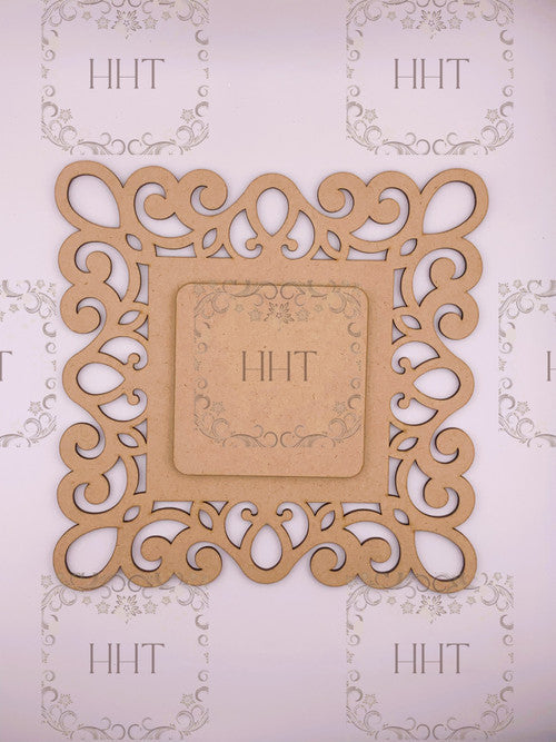 MDF Square Plaque with center Overlay, 2 pieces