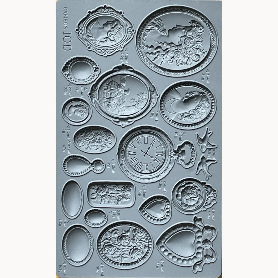 Silicone mold with decorative designs on a white background