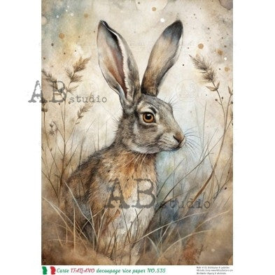 Wild Hare in Wheatgrass – Rustic Woodland Portrait