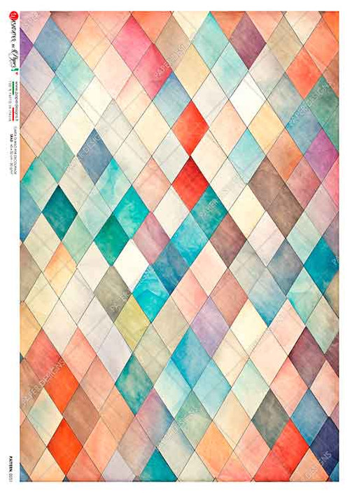 Paper Designs Colorful Diamons A4 Rice Paper