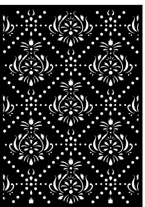 Hobbilicious Damask Stencil A4