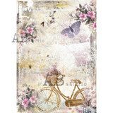 Floral Romantic Bicycle ABRP_1820, rice paper design by AB Studios, arts & entertainment > hobbies & creative arts > arts & crafts, for decoupage and crafting