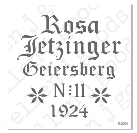 Set of 4 German Grain Sack Quilt Stencil, 12 inch FREE SHIPPING