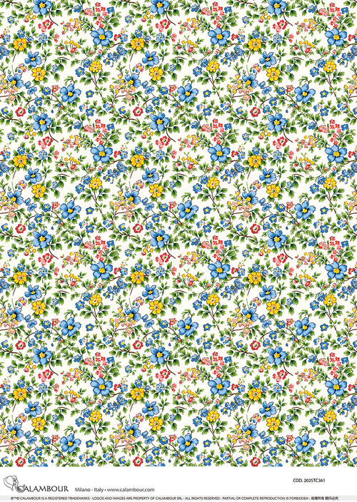 Spring Yellow and Blue Florals Pattern 2025TC361