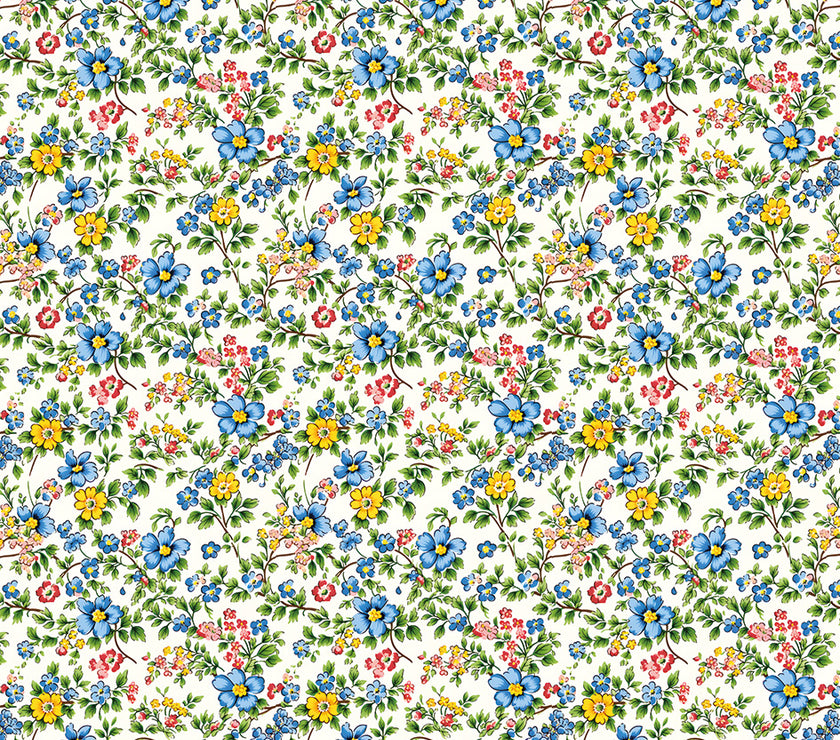 Spring Yellow and Blue Florals Pattern 2025TC361