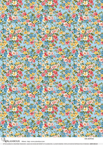 Spring Yellow Pink White and Blue Florals Pattern 2025TC362