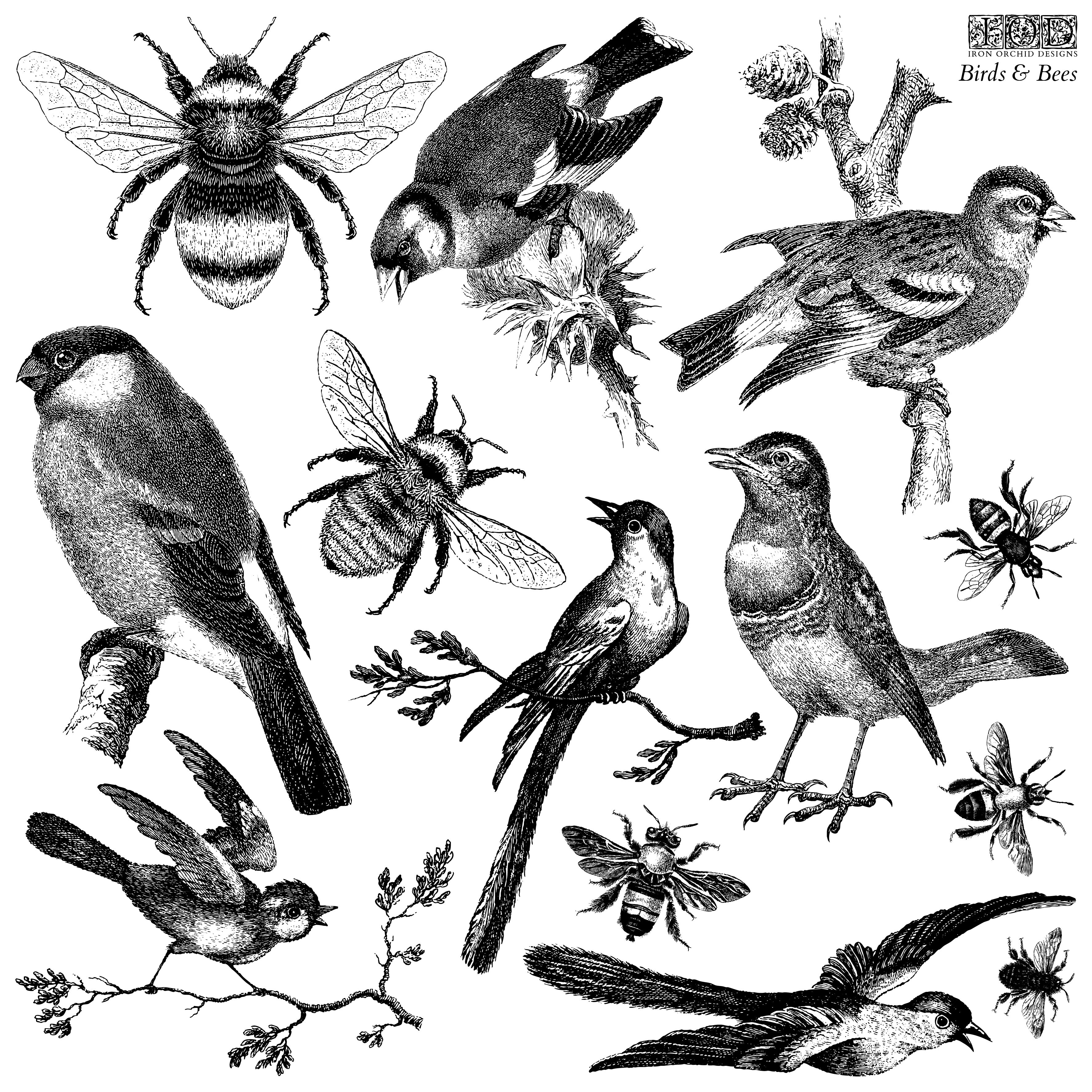 BIRDS & BEES IOD Décor Stamp