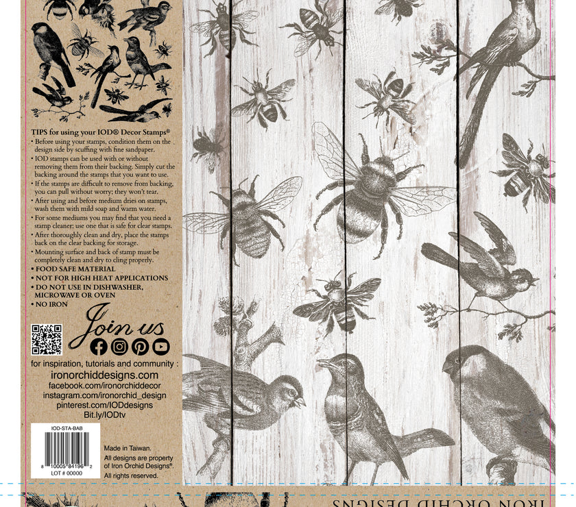 BIRDS & BEES IOD Décor Stamp