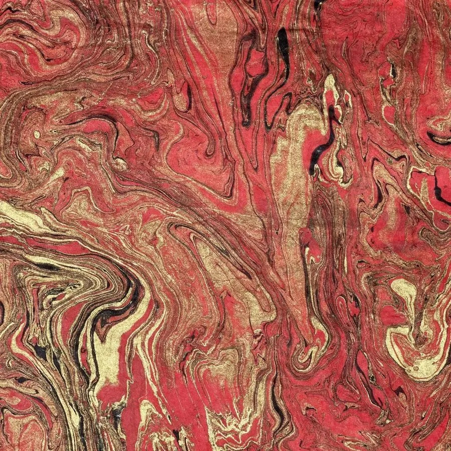 Marbled Gold/Black on Red
