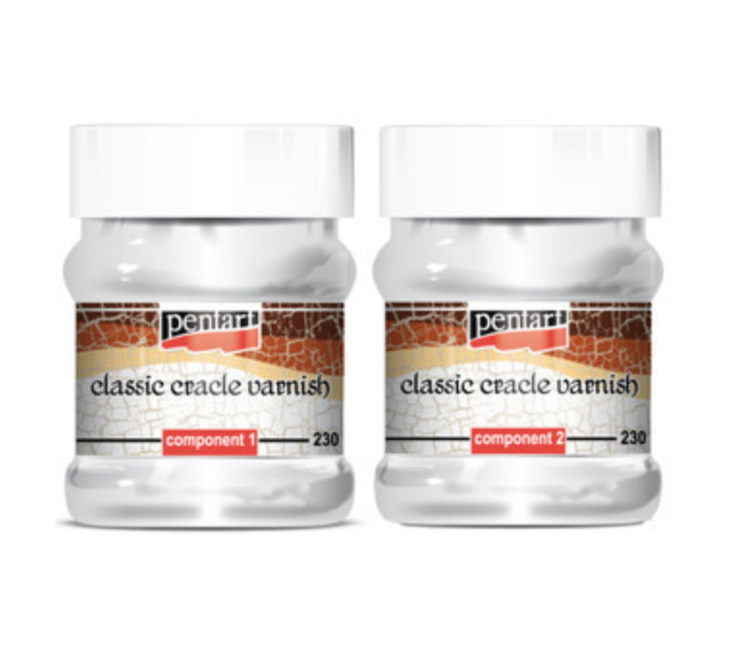 Pentart Classic Crackle Varnish, Classic, 2 Components, 2 Sizes, design by pentart, home & garden, for decoupage and crafting