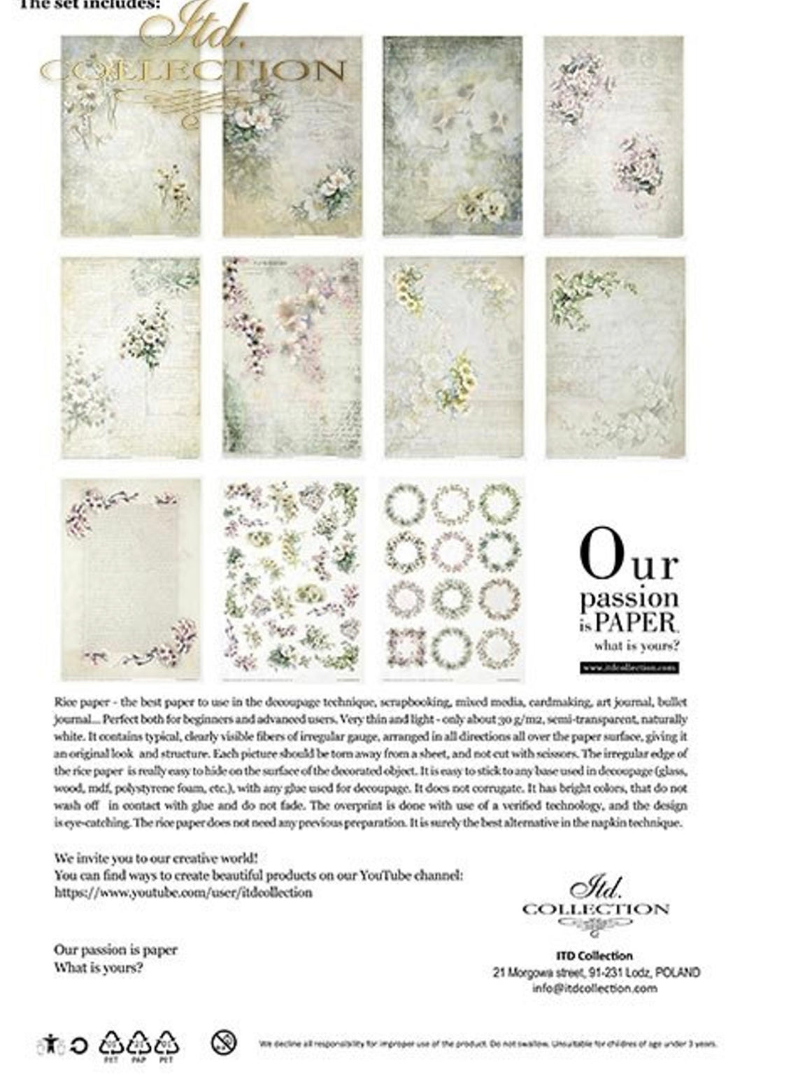 Rice Paper Pack Flower Post White